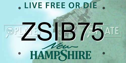 ZSIB75 New Hampshire License Plate