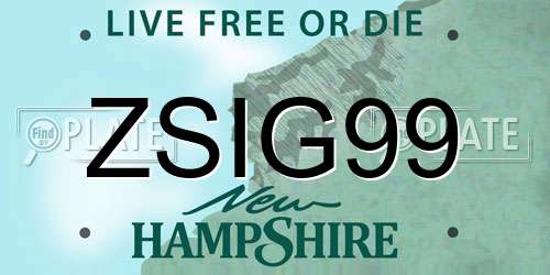 ZSIG99 New Hampshire License Plate