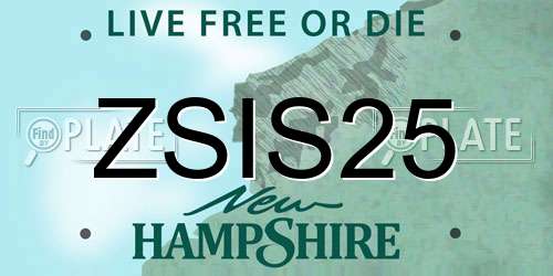ZSIS25 New Hampshire License Plate