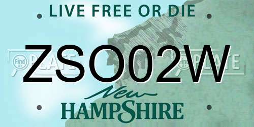 ZSO02W New Hampshire License Plate