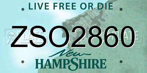 ZSO2860 New Hampshire License Plate