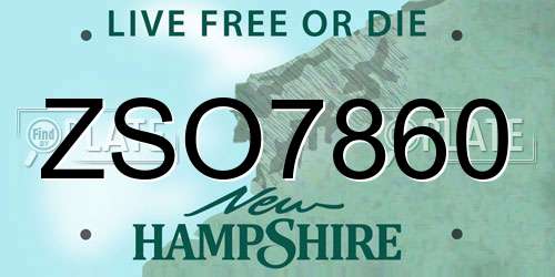 ZSO7860 New Hampshire License Plate