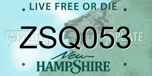 ZSQ053 New Hampshire License Plate