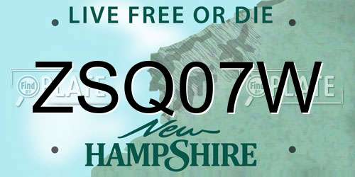 ZSQ07W New Hampshire License Plate