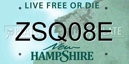 ZSQ08E New Hampshire License Plate
