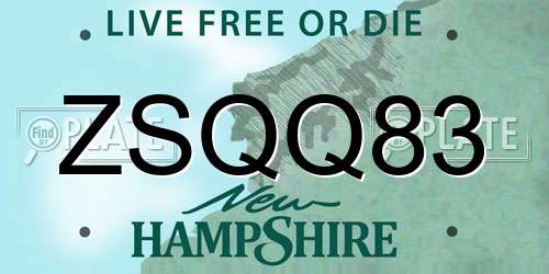 ZSQQ83 New Hampshire License Plate