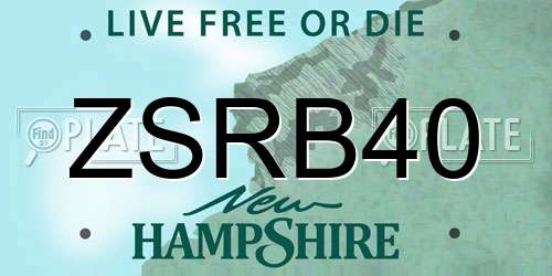 ZSRB40 New Hampshire License Plate