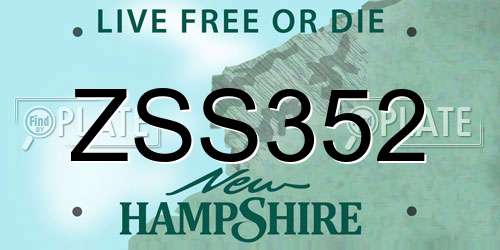 ZSS352 New Hampshire License Plate