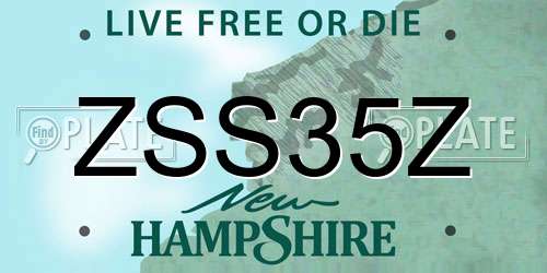 ZSS35Z New Hampshire License Plate