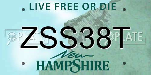 ZSS38T New Hampshire License Plate