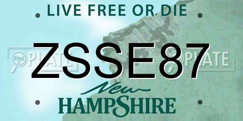 ZSSE87 New Hampshire License Plate