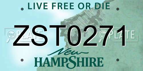 ZST0271 New Hampshire License Plate
