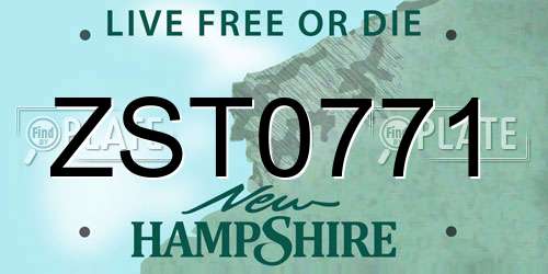 ZST0771 New Hampshire License Plate