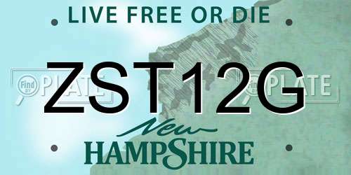 ZST12G New Hampshire License Plate