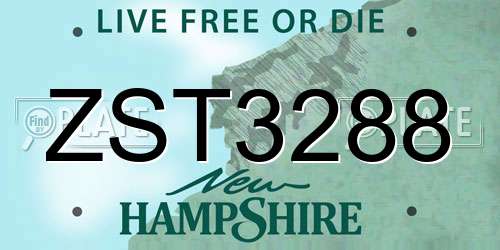 ZST3288 New Hampshire License Plate