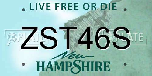 ZST46S New Hampshire License Plate
