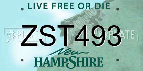 ZST493 New Hampshire License Plate