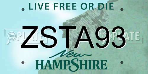 ZSTA93 New Hampshire License Plate