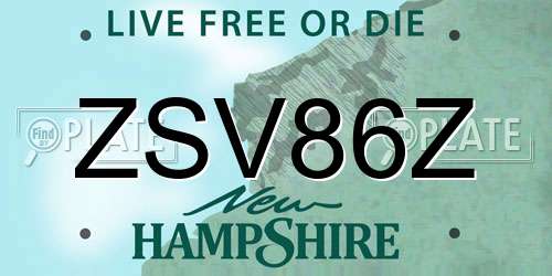 ZSV86Z New Hampshire License Plate