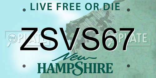 ZSVS67 New Hampshire License Plate