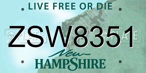 ZSW8351 New Hampshire License Plate