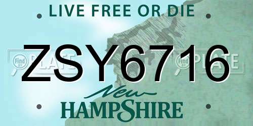 ZSY6716 New Hampshire License Plate
