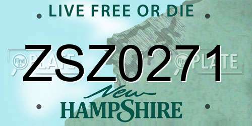ZSZ0271 New Hampshire License Plate