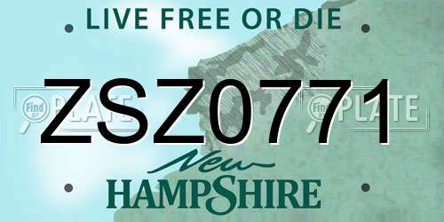 ZSZ0771 New Hampshire License Plate