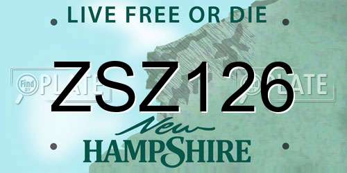 ZSZ126 New Hampshire License Plate
