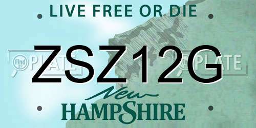 ZSZ12G New Hampshire License Plate
