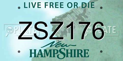ZSZ176 New Hampshire License Plate