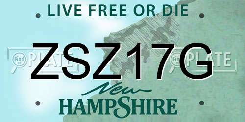 ZSZ17G New Hampshire License Plate