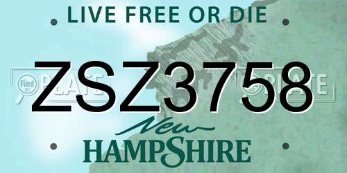 ZSZ3758 New Hampshire License Plate