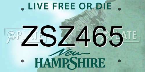 ZSZ465 New Hampshire License Plate