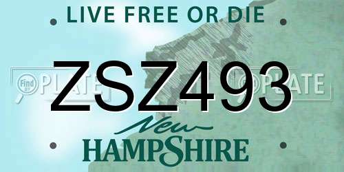ZSZ493 New Hampshire License Plate