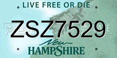 ZSZ7529 New Hampshire License Plate