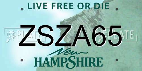 ZSZA65 New Hampshire License Plate
