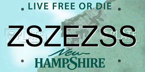 ZSZEZSS New Hampshire License Plate