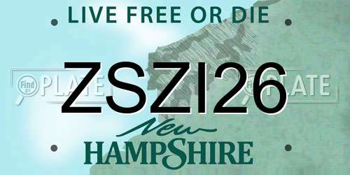 ZSZI26 New Hampshire License Plate