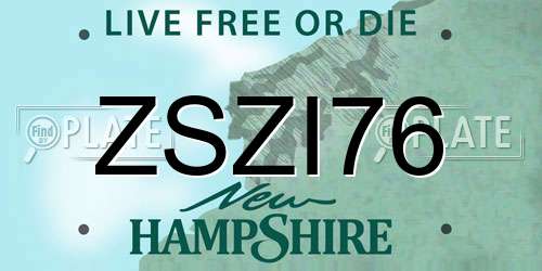 ZSZI76 New Hampshire License Plate