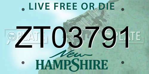 ZT03791 New Hampshire License Plate