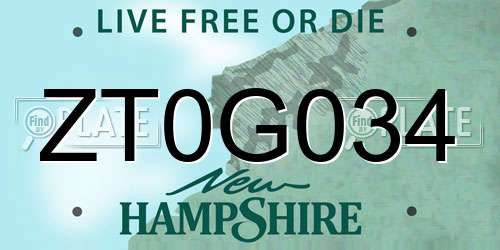 ZT0G034 New Hampshire License Plate