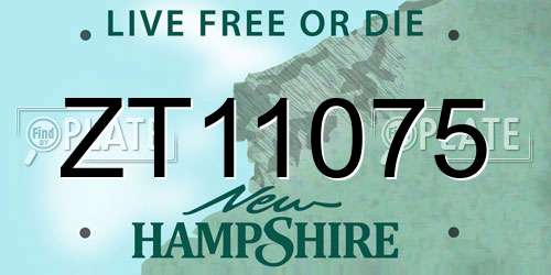 ZT11075 New Hampshire License Plate
