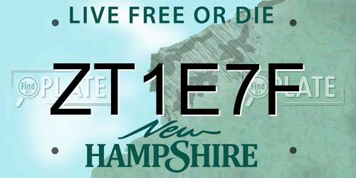 ZT1E7F New Hampshire License Plate