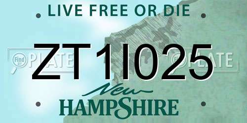 ZT1I025 New Hampshire License Plate