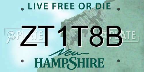 ZT1T8B New Hampshire License Plate