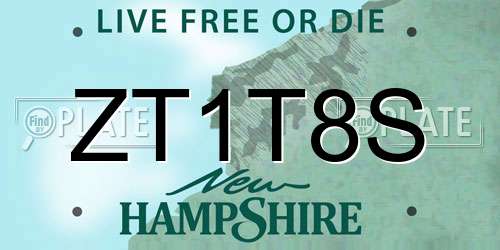 ZT1T8S New Hampshire License Plate