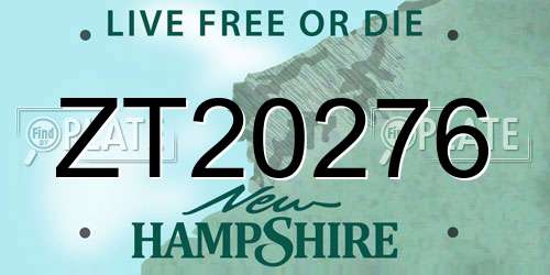 ZT20276 New Hampshire License Plate