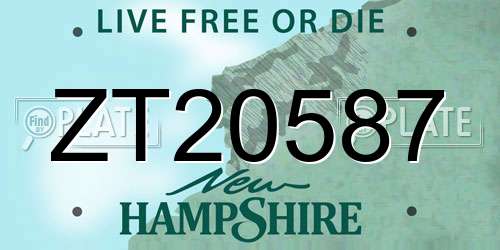 ZT20587 New Hampshire License Plate