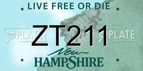 ZT211 New Hampshire License Plate